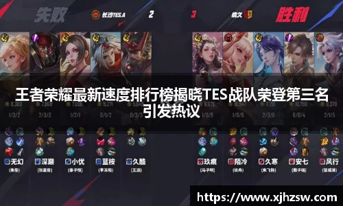 王者荣耀最新速度排行榜揭晓TES战队荣登第三名引发热议
