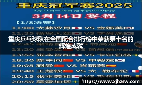 重庆乒乓球队在全国配合排行榜中荣获第十名的辉煌成就